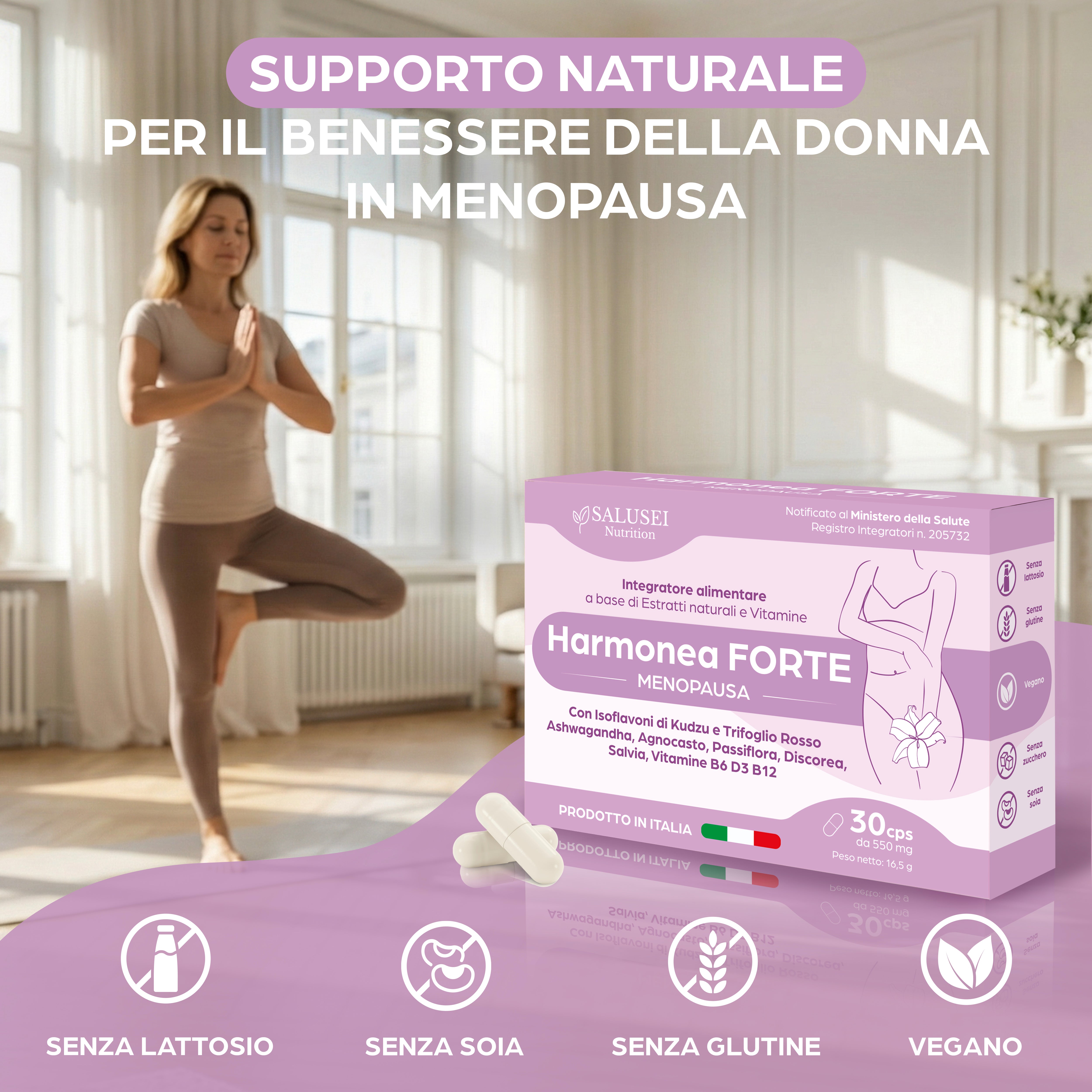 Harmonea FORTE | Integratore Menopausa con Isoflavoni di Kudzu, Trifoglio Rosso,