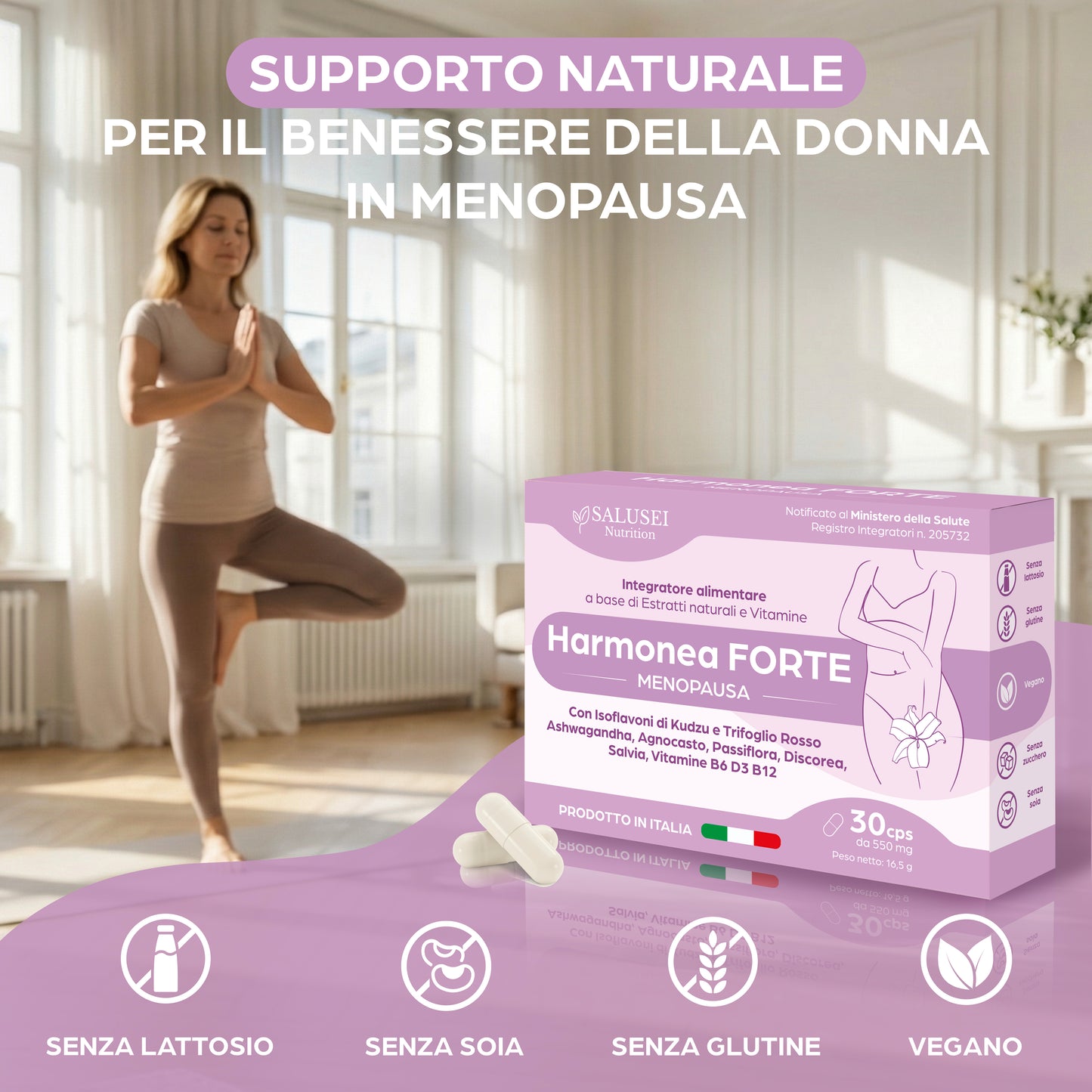 Harmonea FORTE | Integratore Menopausa con Isoflavoni di Kudzu, Trifoglio Rosso,
