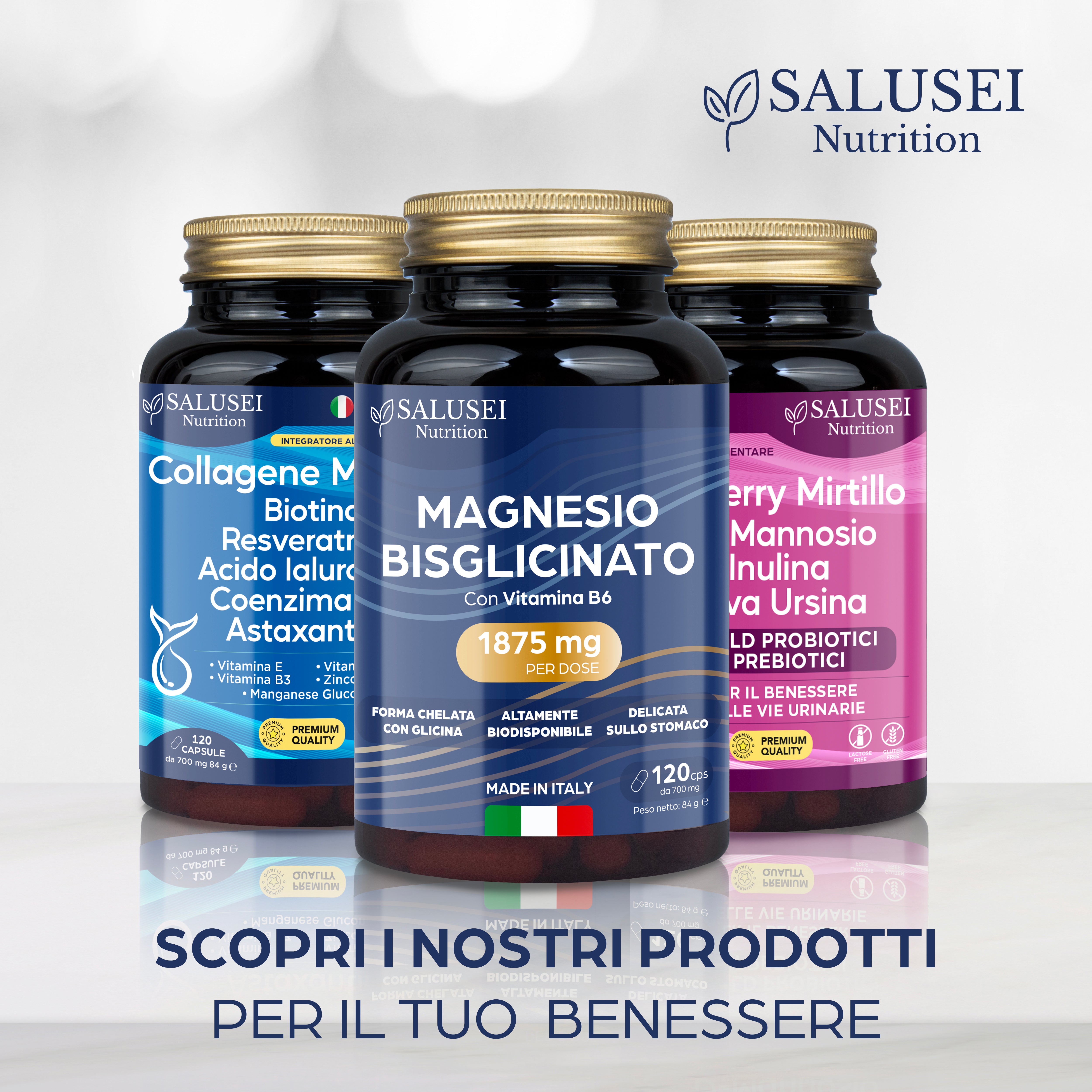 Magnesio Bisglicinato 1876mg con Vitamina B6, 120 capsule