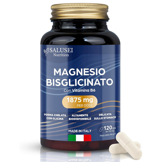 Magnesio Bisglicinato 1876mg con Vitamina B6, 120 capsule